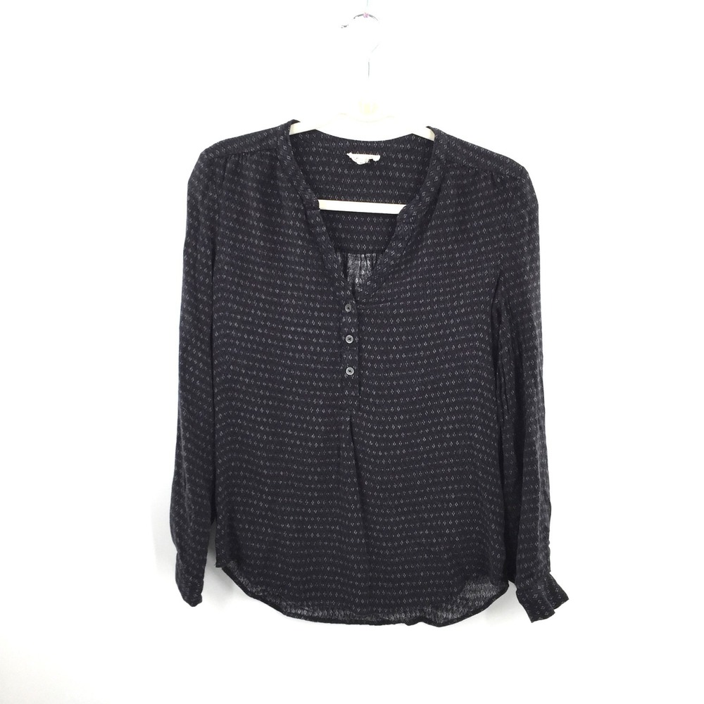 Soft Joie‎ popover blouse abstract top career work office  V-neck Long Sleeve XS